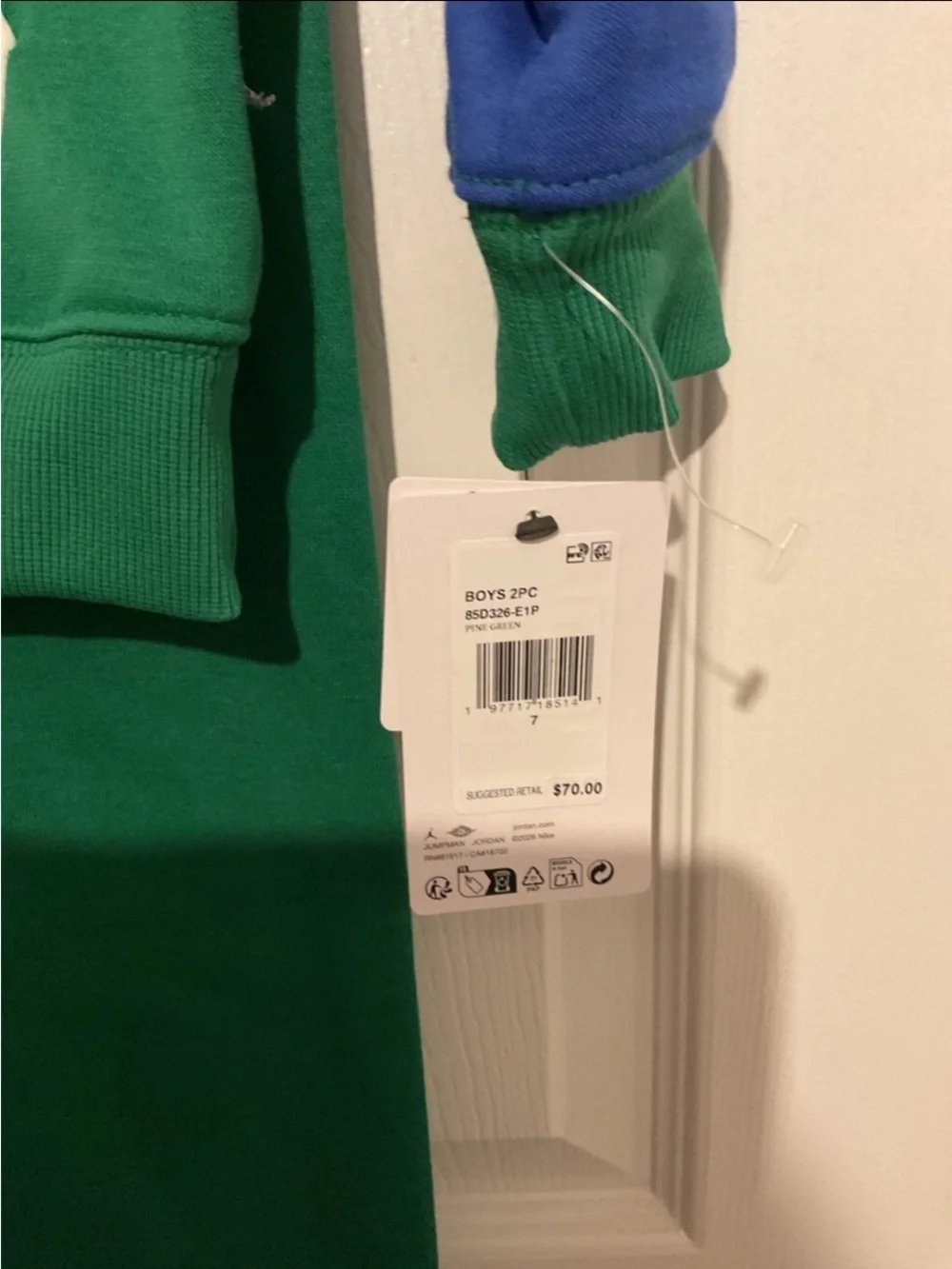 Jordan Green & Blue Hooded Sweatpant Set with White Accents